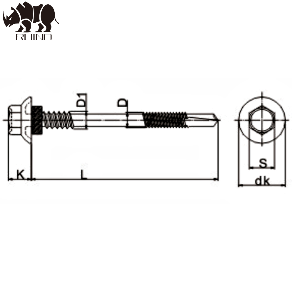 Mechanical Galvanizing Hex Flanged Head Double Thread Self Drilling Screw