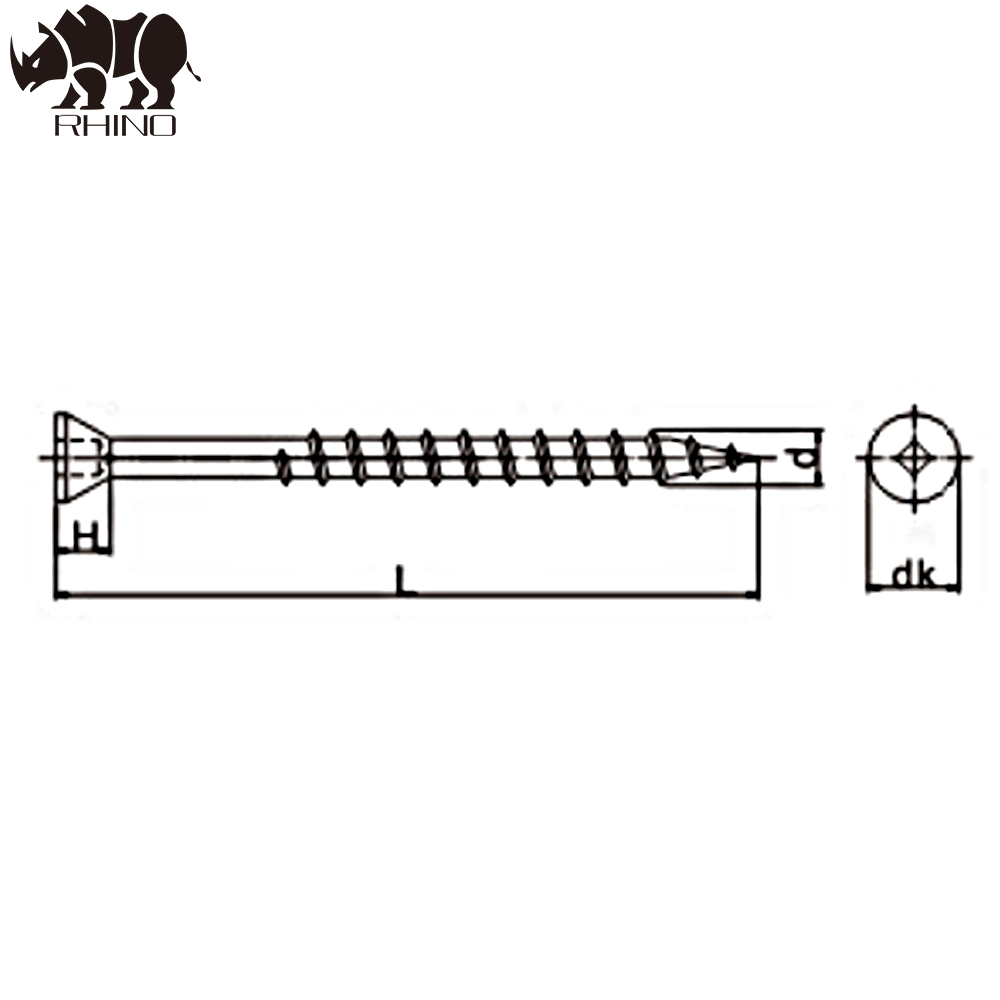 Square Drive Countersunk Head Chipboard Screw With 4 Ribs