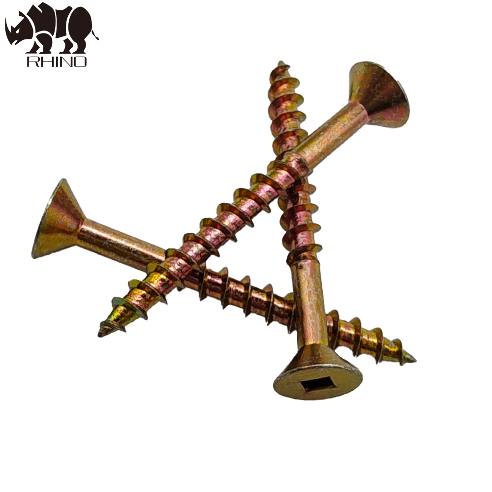 Yellow Zinc Coated Square Drive Countersunk Chipboard Screw