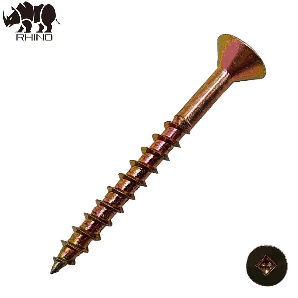 Yellow Zinc Coated Square Drive Countersunk Chipboard Screw